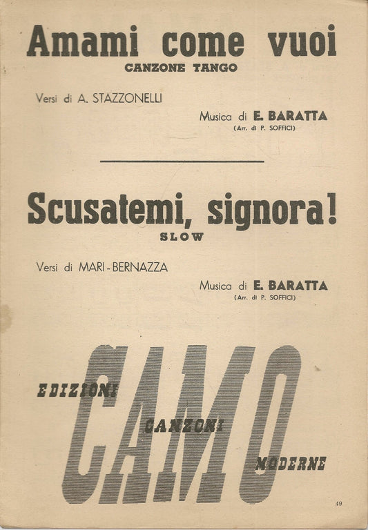 AMAMI COME VUOI - SCUSATEMI SIGNORA - SPARTITO-SHEET MUSIC
