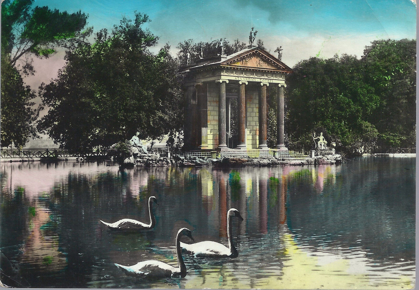 ROMA - VILLA BORGHESE - IL LAGHETTO - V 1955 - FG - acquerel