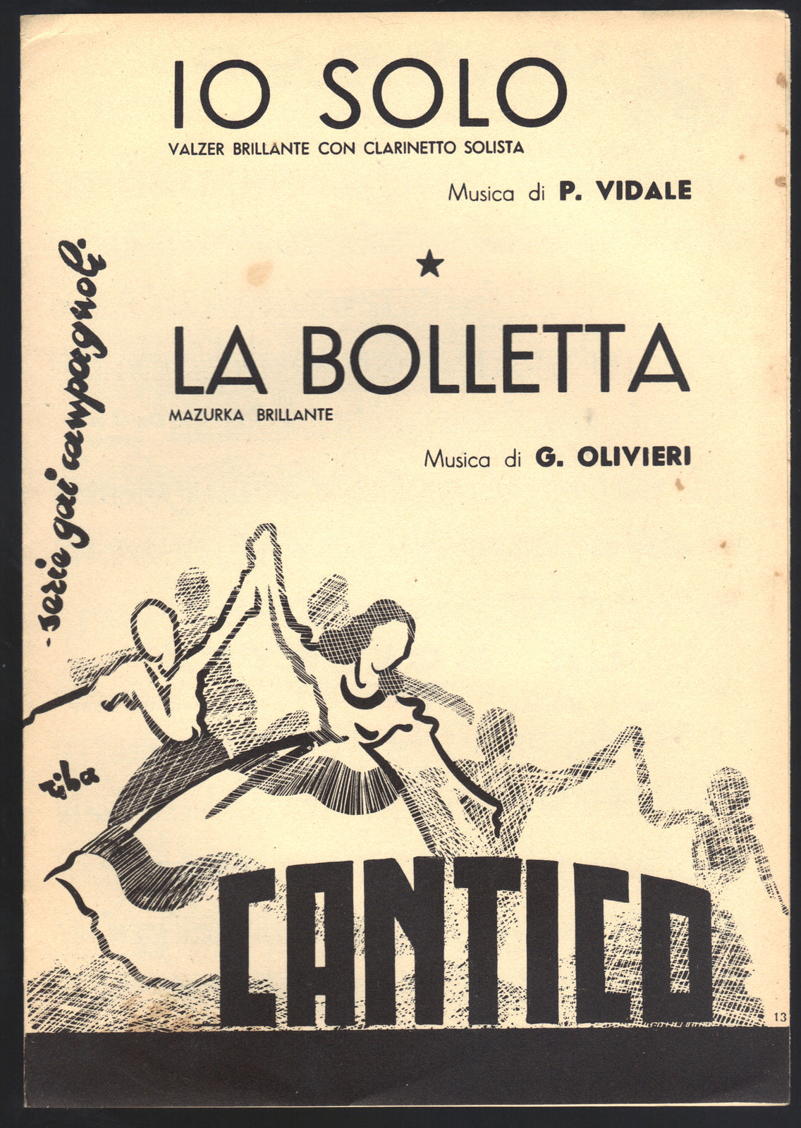 IO SOLO P. Vidale - LA BOLLETTA G. Olivieri -- SPARTITO