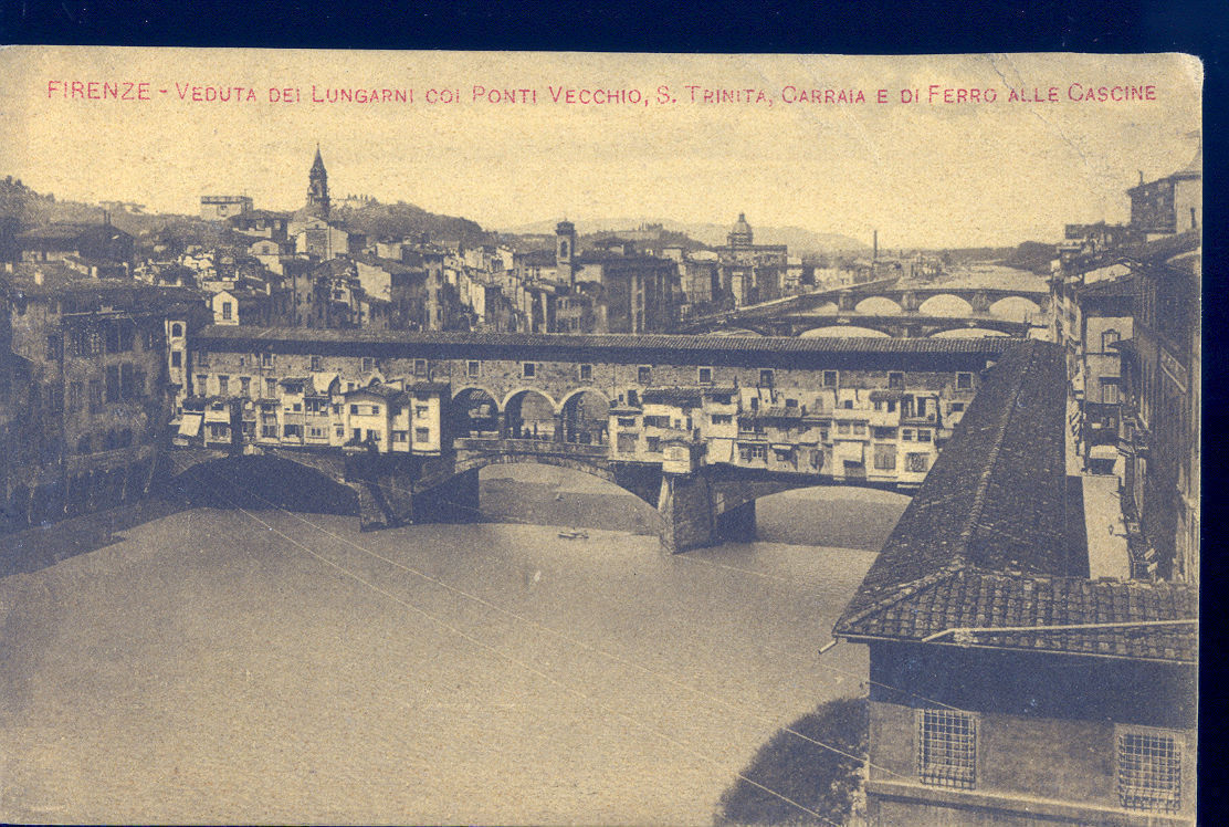 FIRENZE - VEDUTA DEI LUNGARNI COI PONTI VECCHIO, S. TRINITA,