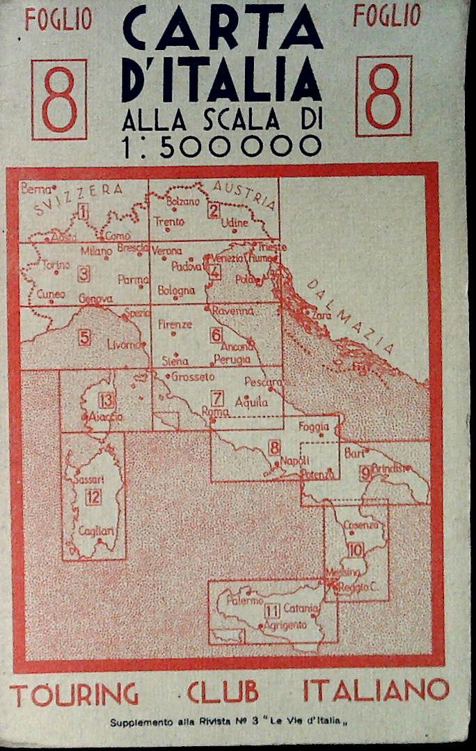 CARTA D'ITALIA FOGLIO 8 - SCALA 1:500.000