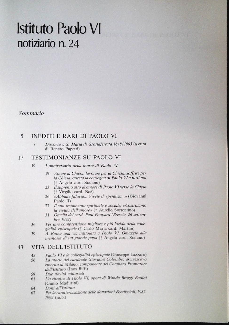 ISTITUTO PAOLO VI - NOTIZIARIO N. 24