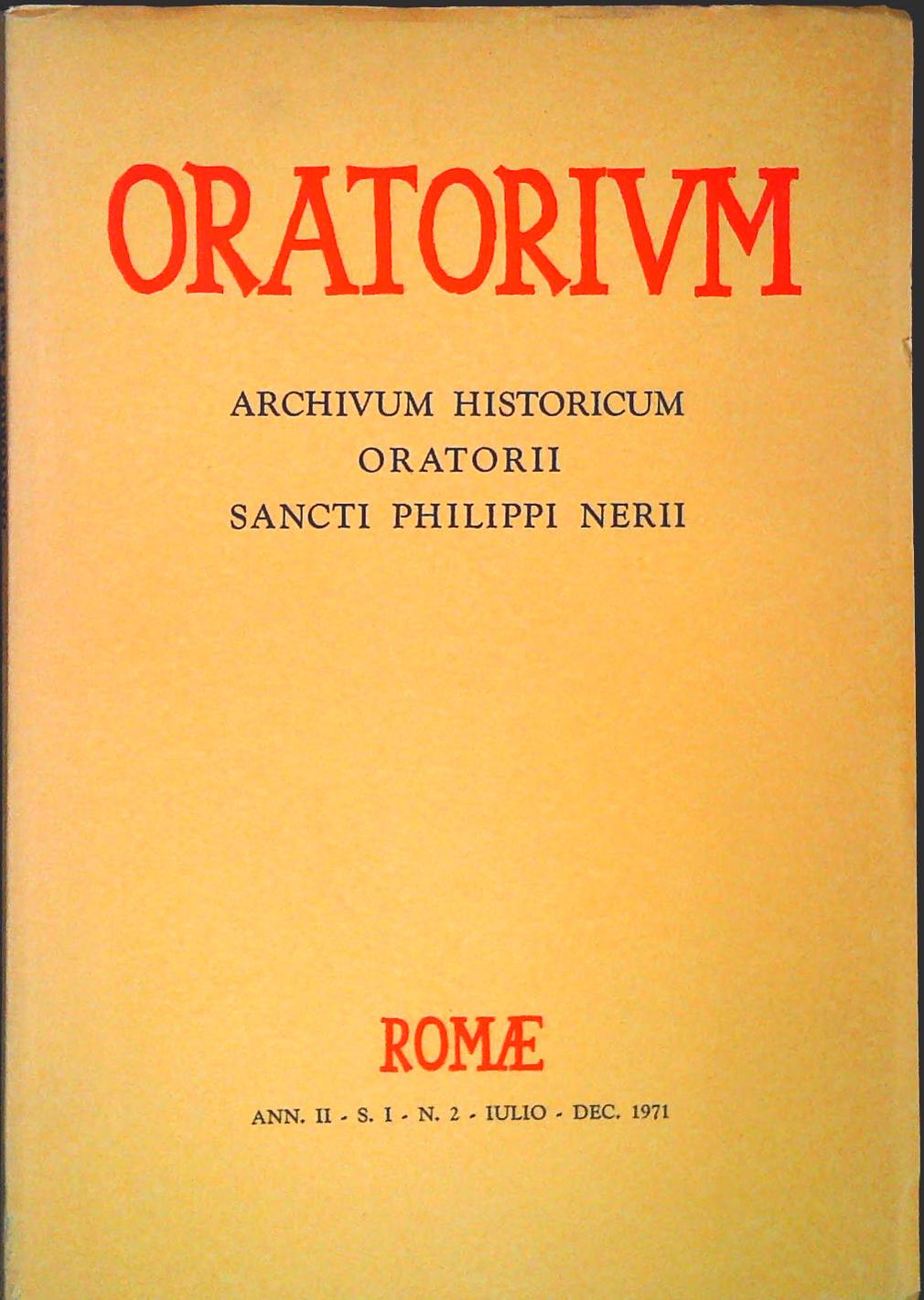 ORATORIUM - LUGLIO-DICEMBRE 1971