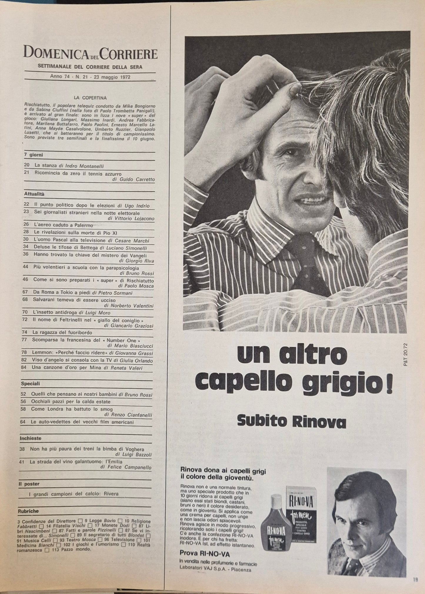 DOMENICA DEL CORRIERE N. 21 - 23 MAGGIO 1972