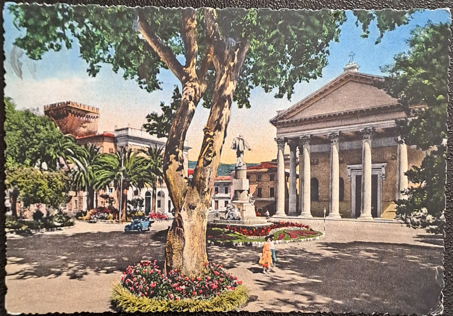 CHIAVARI - CATTEDRALE E MUNICIPIO - V1955 - FG - ACQUARELLATA