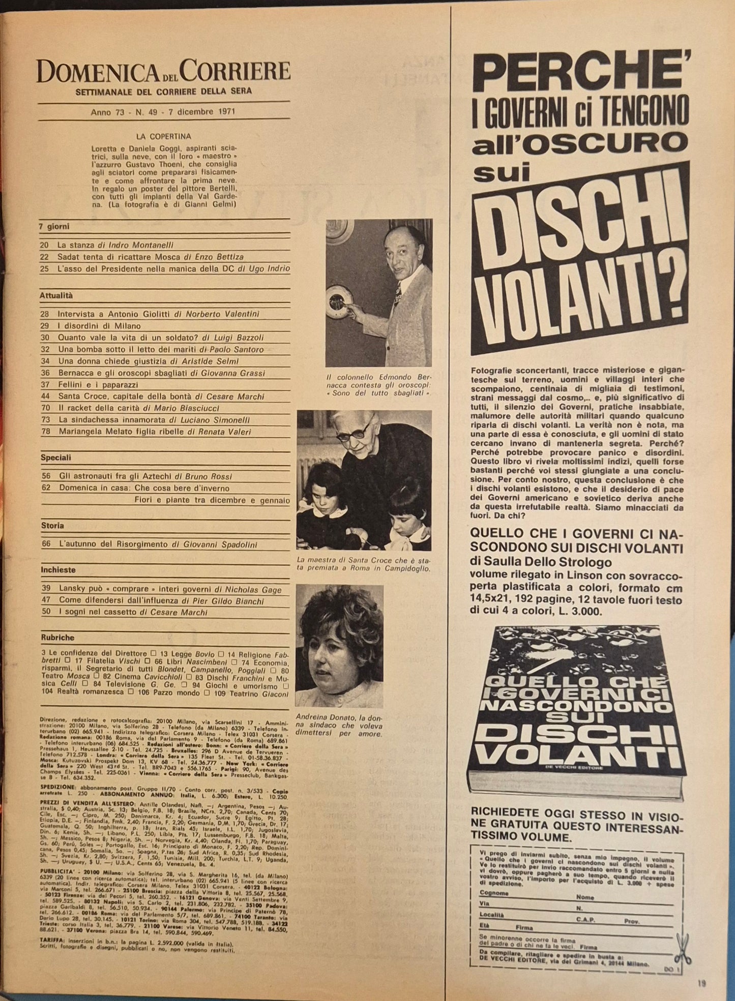 DOMENICA DEL CORRIERE 7 DICEMBRE 1972 - THOENI
