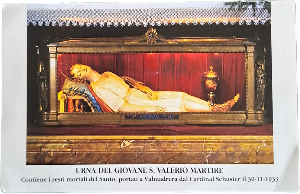 URNA DEL GIOVANE S. VALERIO MARTIRE - SANTINO A LIBRO - HOLY CARD