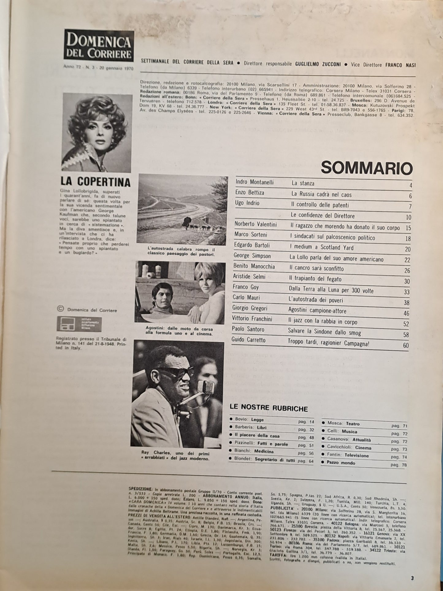 DOMENICA DEL CORRIERE 20 GENNAIO 1970 - GINA RISPONDE ALLE MALELINGUE