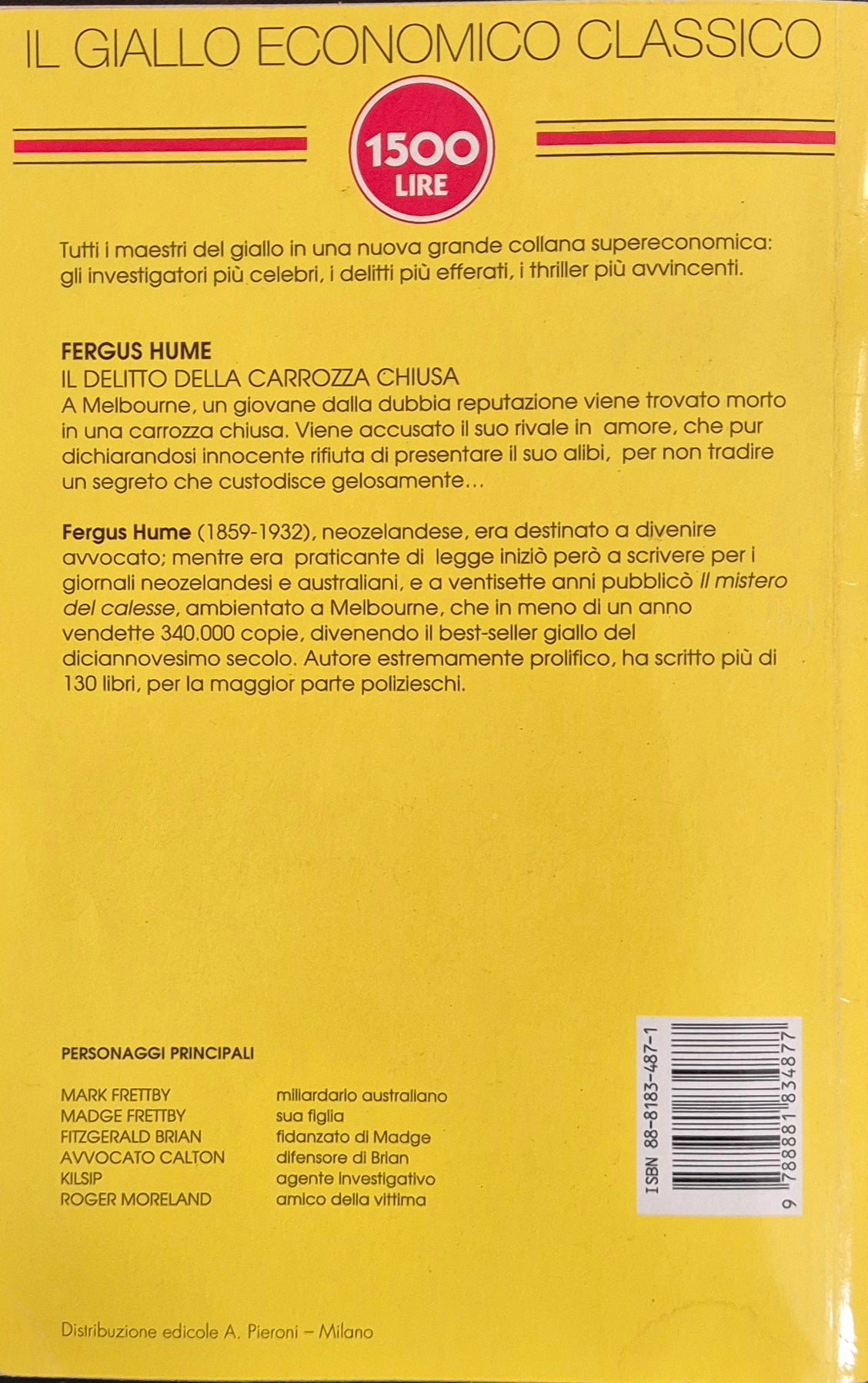 IL DELITTO DELLA CARROZZA CHIUSA - FERGUS HUME - NEWTON 1996 - OUTLET DEL LIBRO