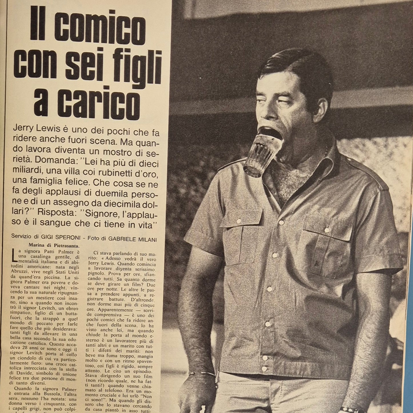 JERRY LEWIS IL COMICO CON SEI FIGLI - CLIPPING-RITAGLI DI GIORNALE