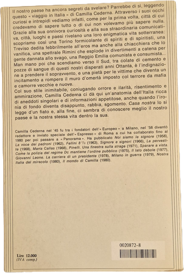 CASA NOSTRA - CAMILLA CEDERNA - MONDADORI 1983 - OUTLET DEL LIBRO
