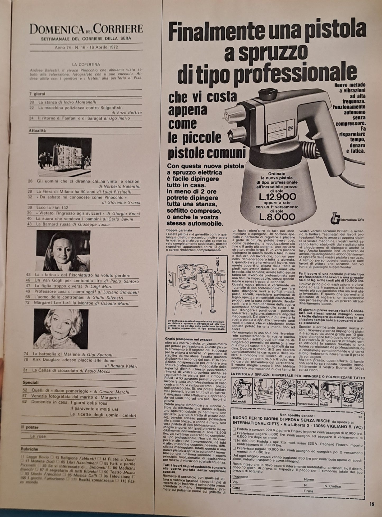 DOMENICA DEL CORRIERE N. 16 - 18 APRILE 1972