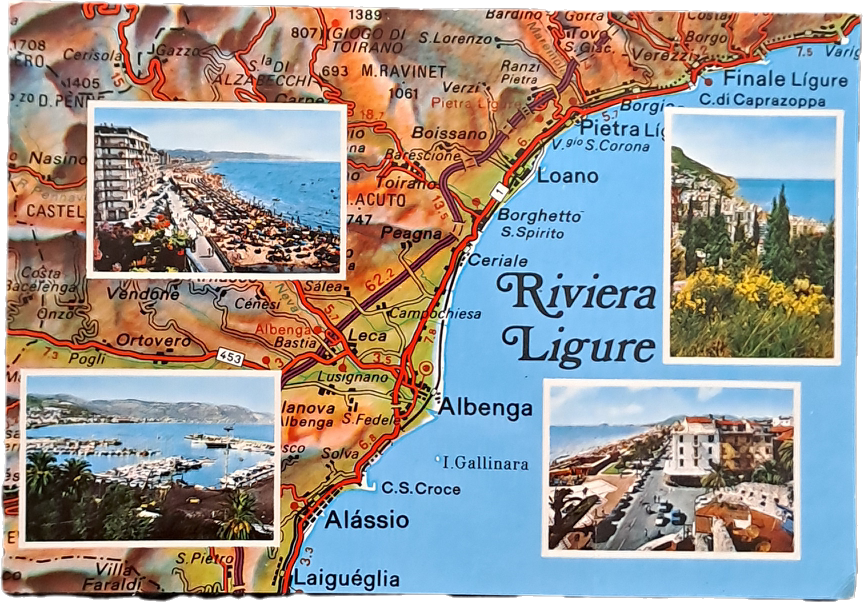 RIVIERA LIGURE - 4 IMMAGINI E CARTINA - NV - FG