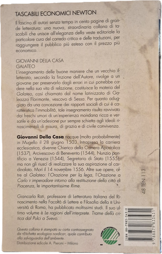 GALATEO - DELLA CASA - NEWTON 1993 - OUTLET DEL LIBRO