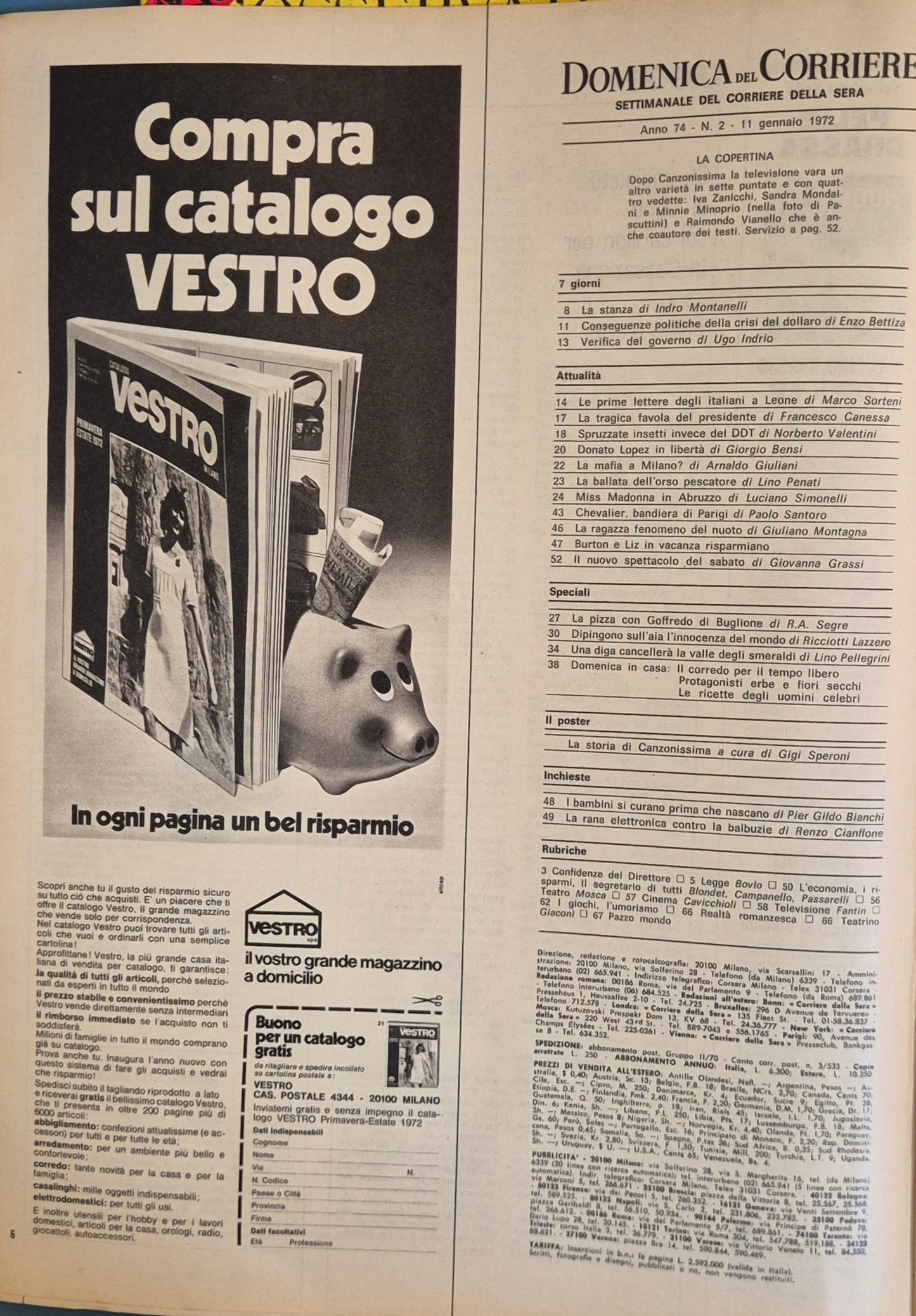 DOMENICA'DEL CORRIERE N. 2 - 11 GENNAIO 1972
