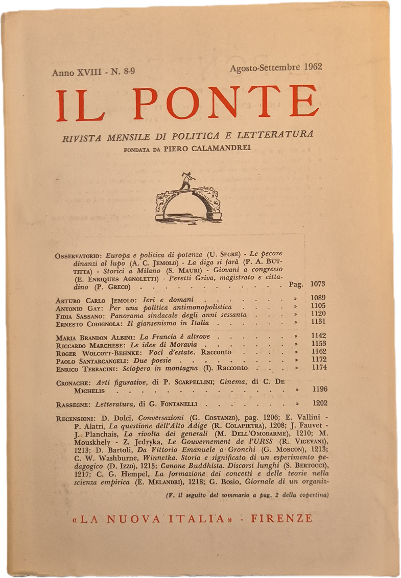 IL PONTE AGOSTO-SETTEMBRE 1962 - OUTLET DEL LIBRO