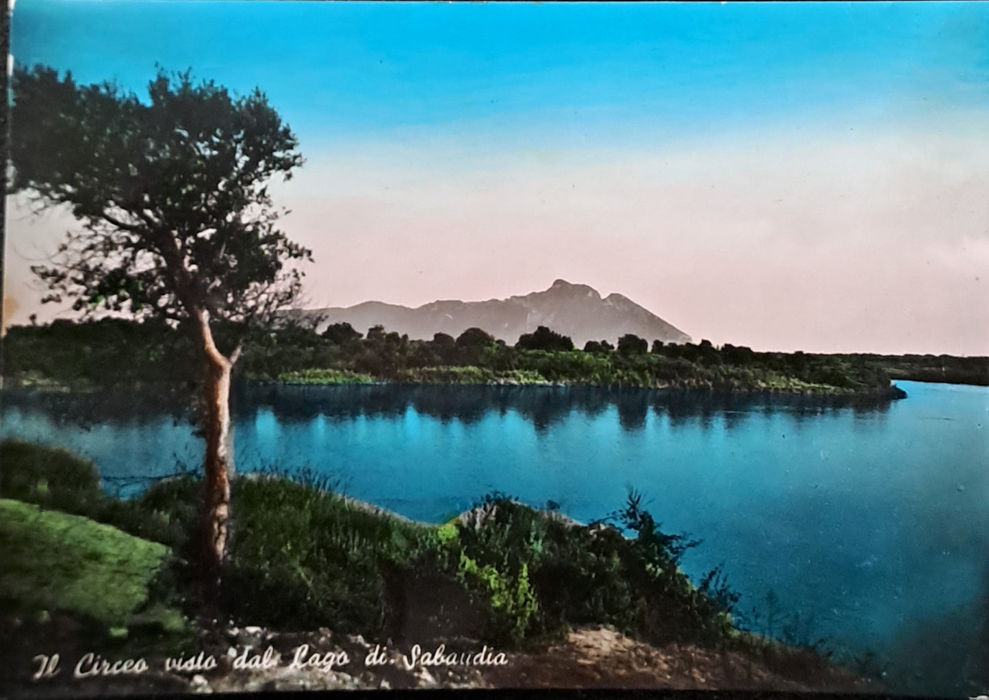 IL CIRCEO - VISTO DAL LAGO DI SABAUDIA -V1956 - FG - ACQUARELLATA