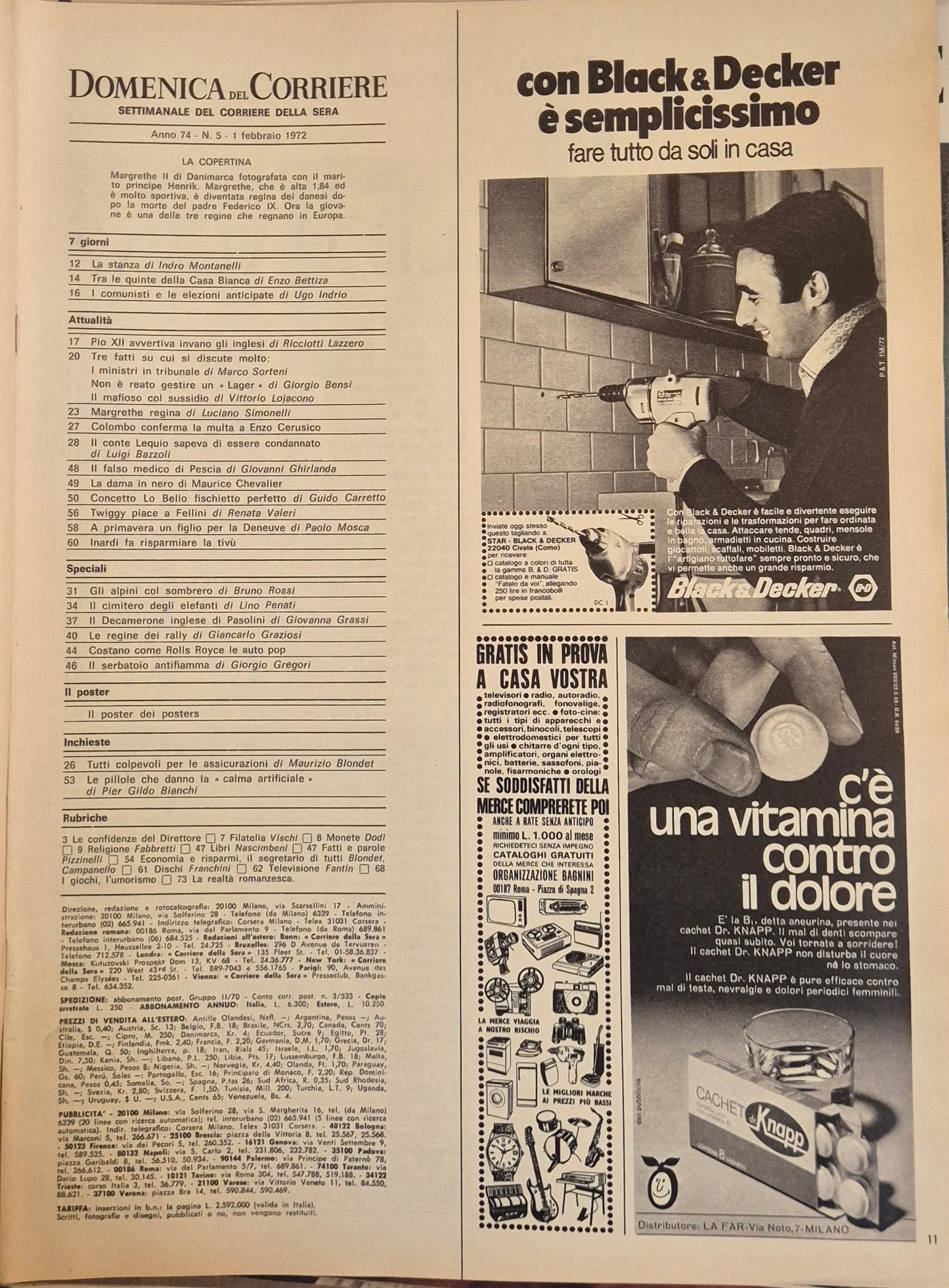 DOMENICA DEL CORRIERE N. 5 - 1 FEBBRAIO 1972