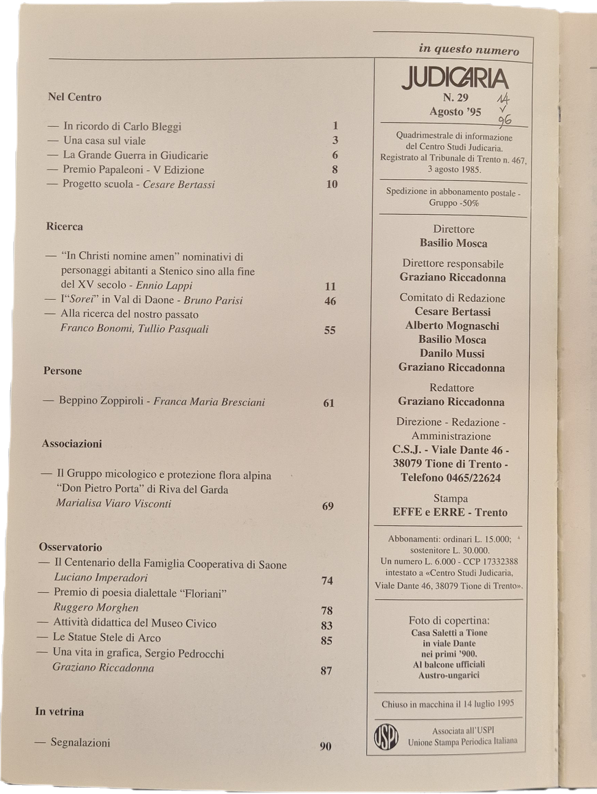 JUDICARIA N. 29 - AGOSTO 1995