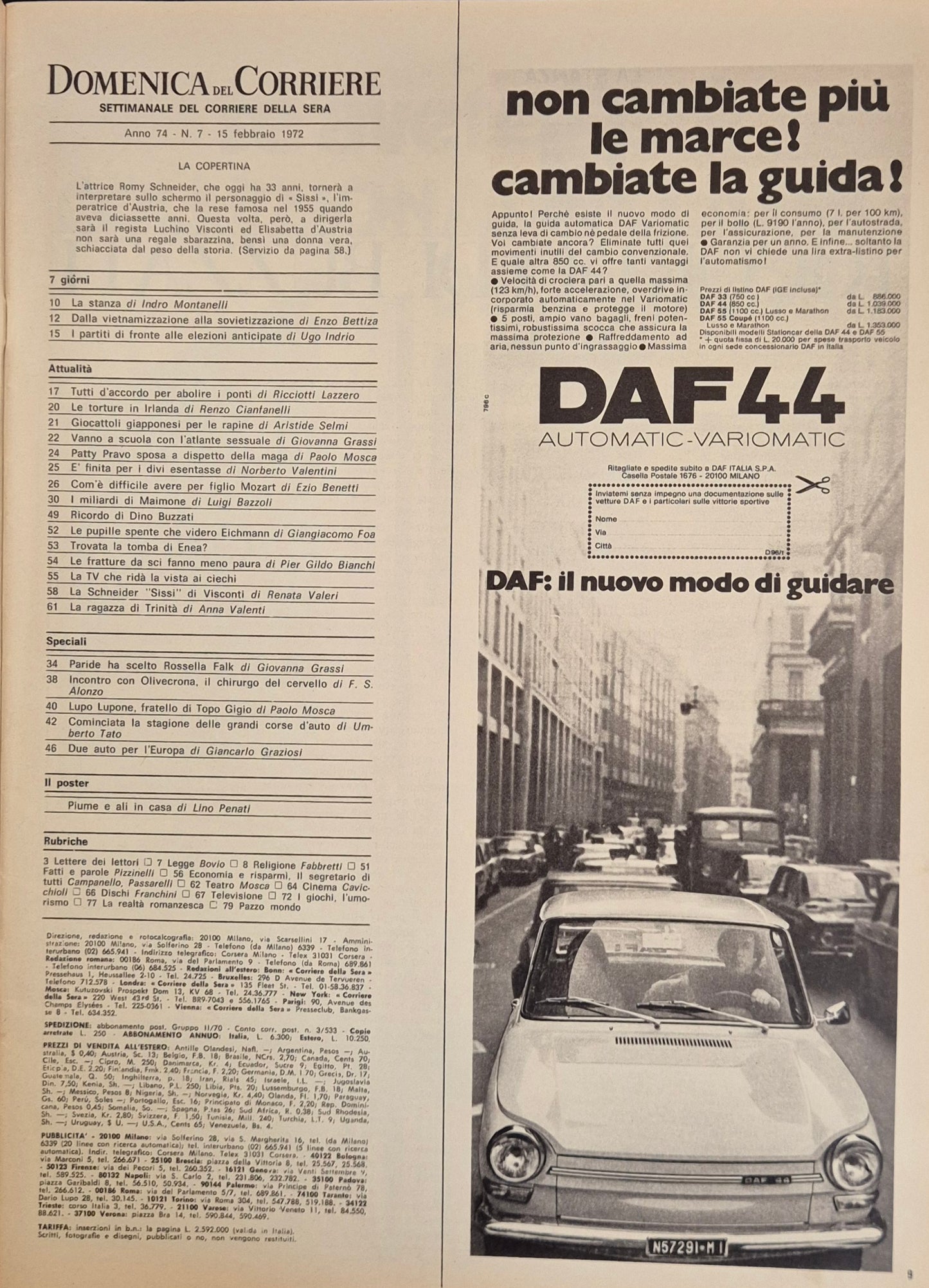 DOMENICA DEL CORRIERE N. 7 - 15 FEBBRAIO 1972