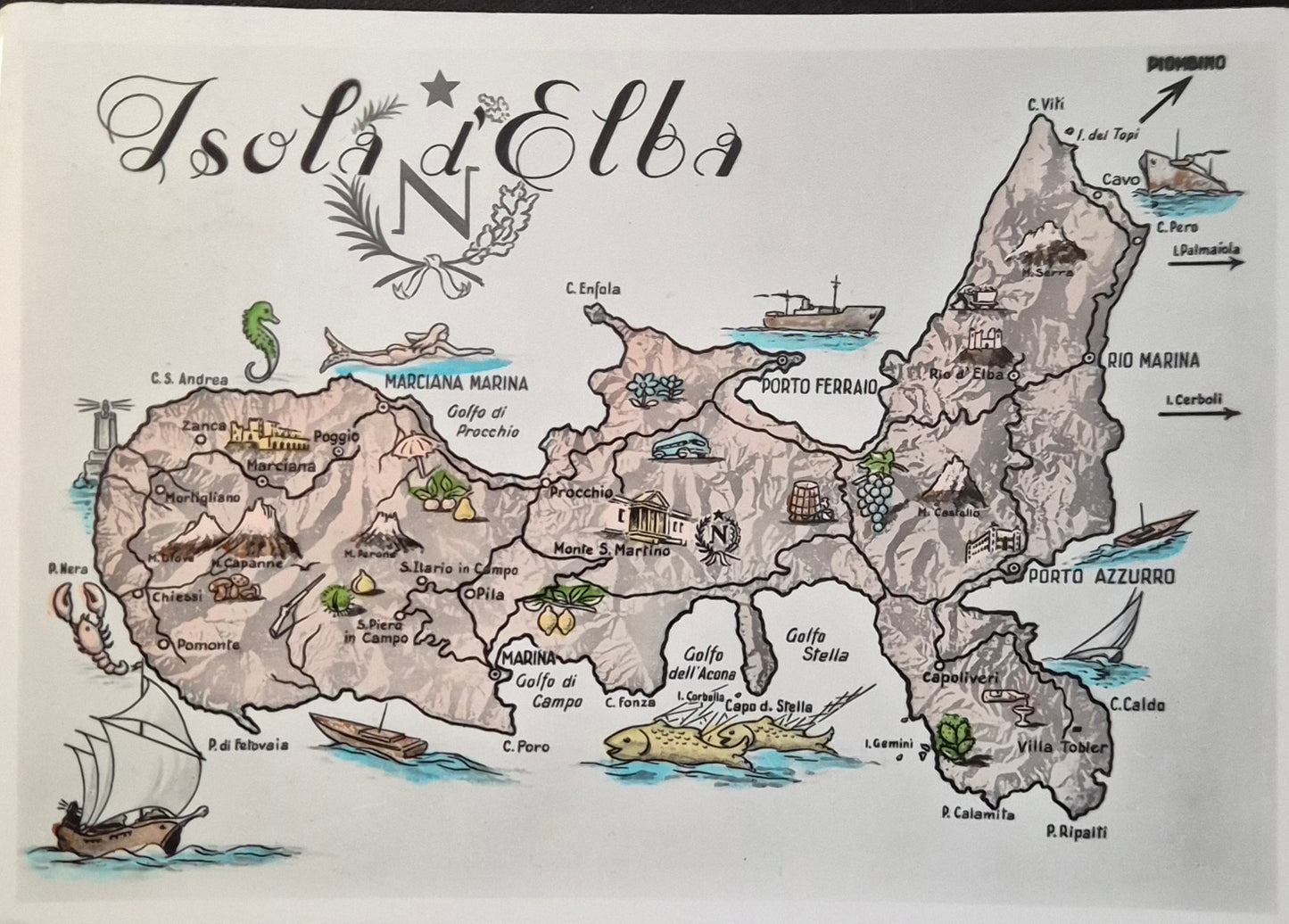 ISOLA D'ELBA - CARTINA - V1953 - FG
