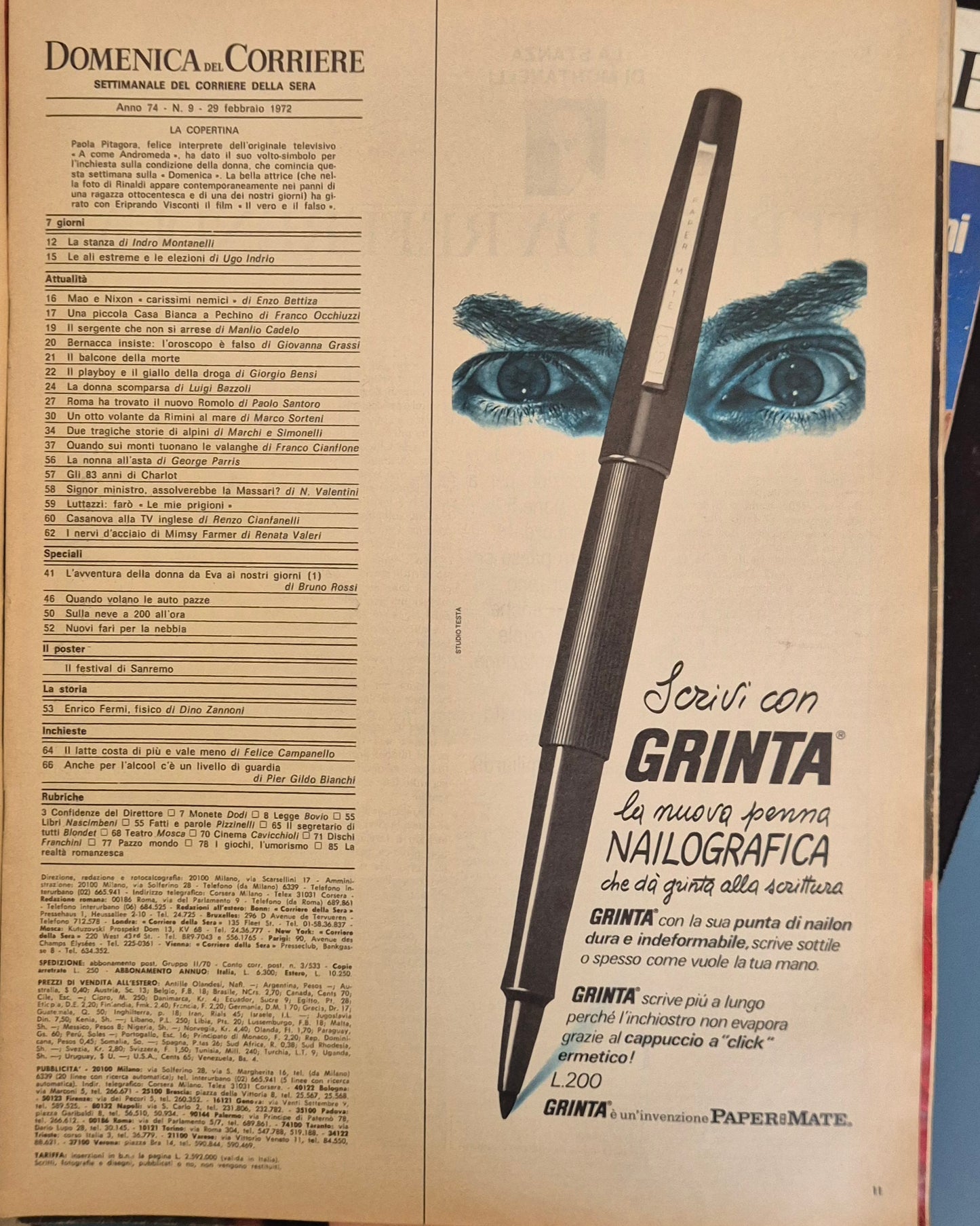 DOMENICA DEL CORRIERE 29 FEBBRAIO 1972 - LA DONNA E L'AMORE