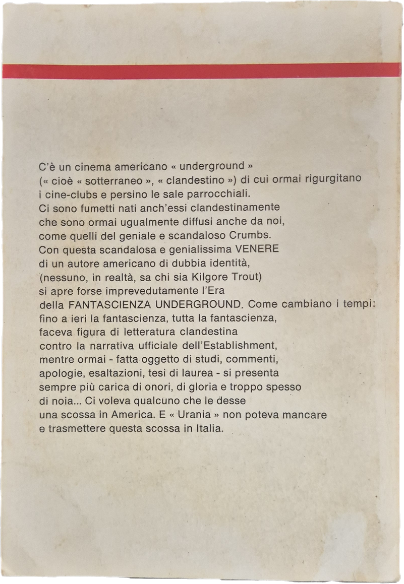 VENERE SULLA CONCHIGLIA - KILGORE TROUT - URANIA N. 693
