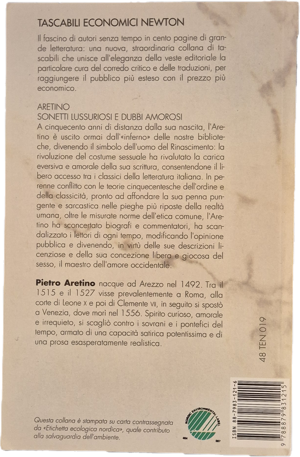 SONETTI LUSSURIOSI E DUBBI AMOROSI-ARETINO - NEWTON 1993-OUTLET DEL LIBRO