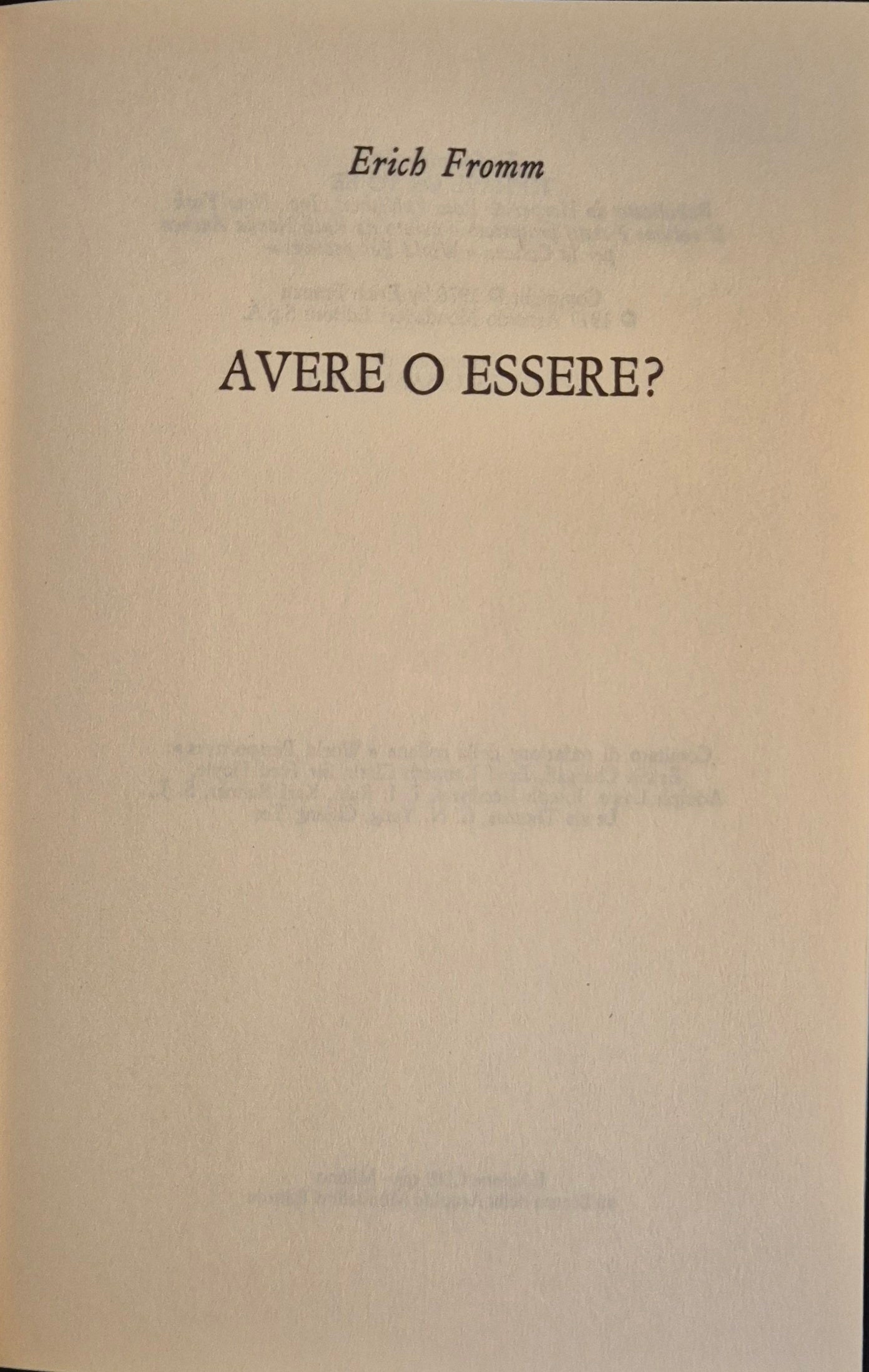 AVERE O ESSERE - ERICH FROMM