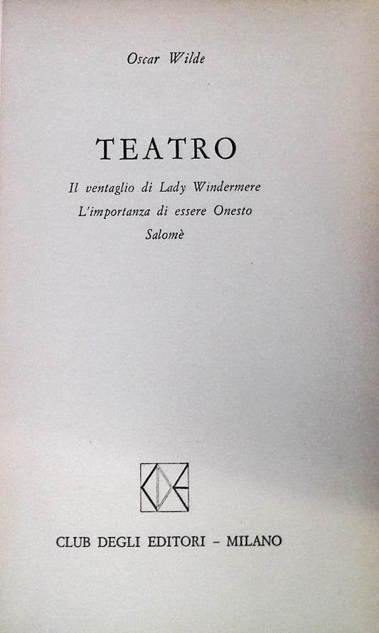 TEATRO - OSCAR WILDE - CDE 1971 - OUTLET DEL LIBRO