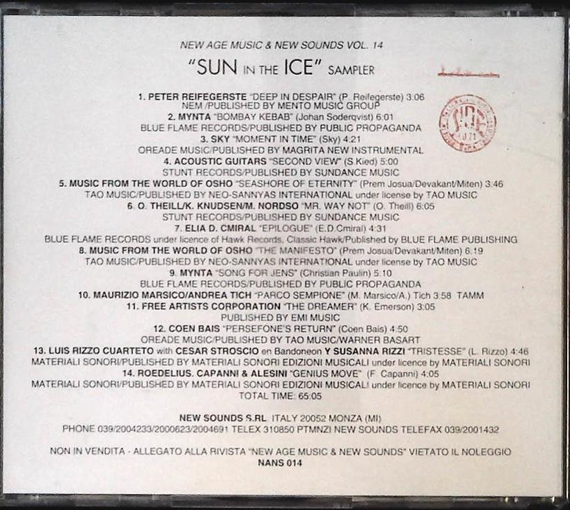 SUN IN TH ICE SAPLER - NEW AGE MUSIC e NEW SOUNDS VOL. 14  - CD