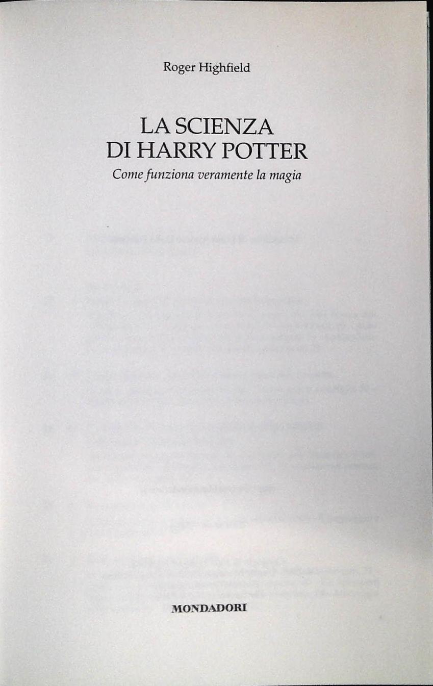 LA SCIENZA DI HARRY POTTER-ROGER HIGHFIELD-MONDADORI 2003-OUTLET DEL LIBRO