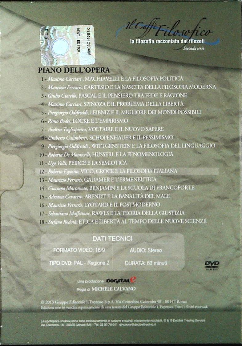 VICO CROCE E LAFILOSOFIA ITALIANA. IL CAFFE' FILOSOFICO N. 12 - DVD
