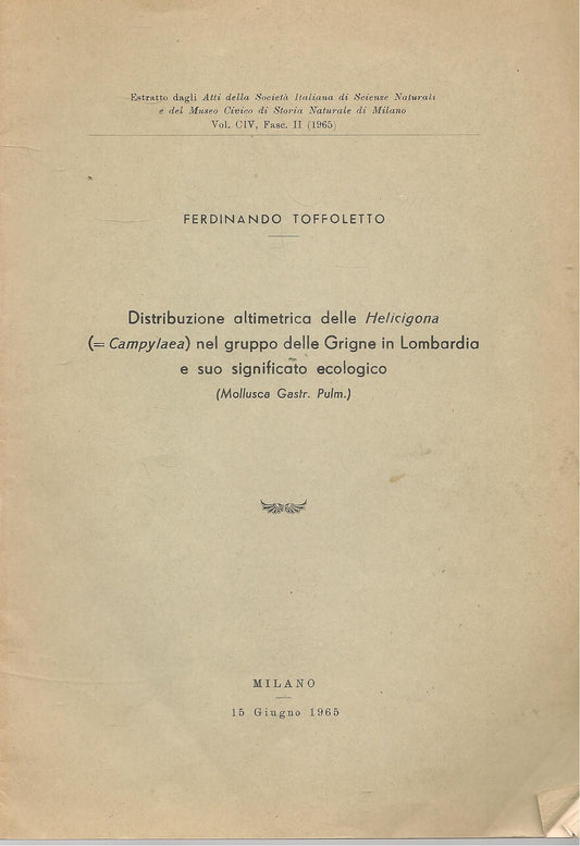 DISTRIBUZIONE ALTIMETRICA DELLE HELICIGONA NELLE GRIGNE - FERDINANDO TOFFOLETTO