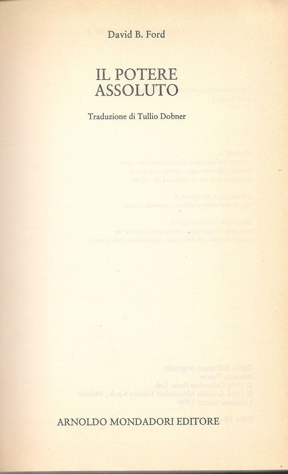 IL POTERE ASSOLUTO - DAVID B. FORD