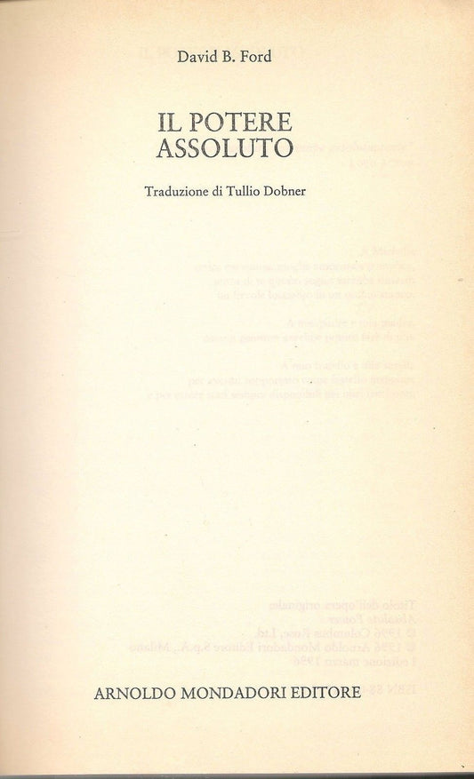 IL POTERE ASSOLUTO - DAVID B. FORD