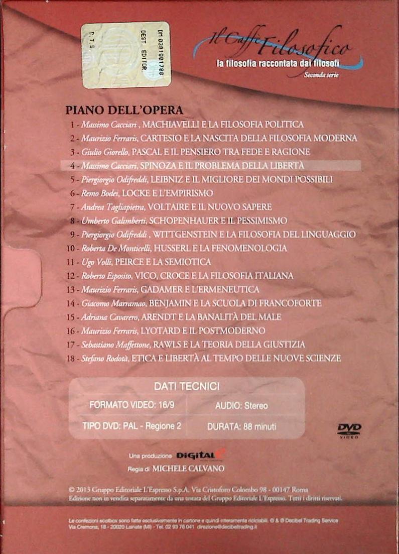 SPINOZA E IL PROBLEMA DELLA LIBERTA' - IL CAFFE FILOSOFICO N . 4 - DVD