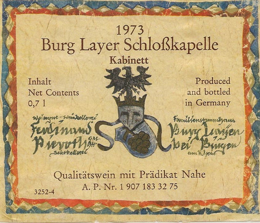 BURG LAYER SCHLOSKAPELLE - ETICHETTA VINO
