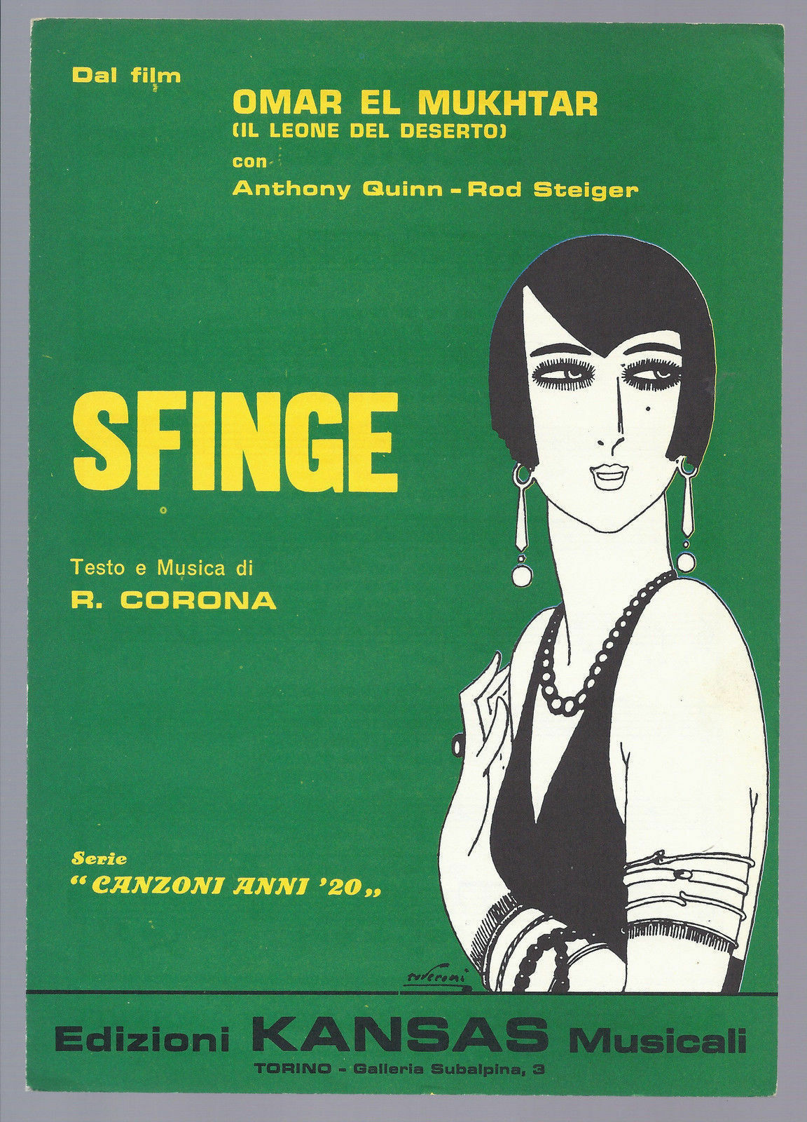 SFINGE - DAL FILMI L LEONE DEL DESERTO - EGEO  - SPARTITO-SHEET MUSIC