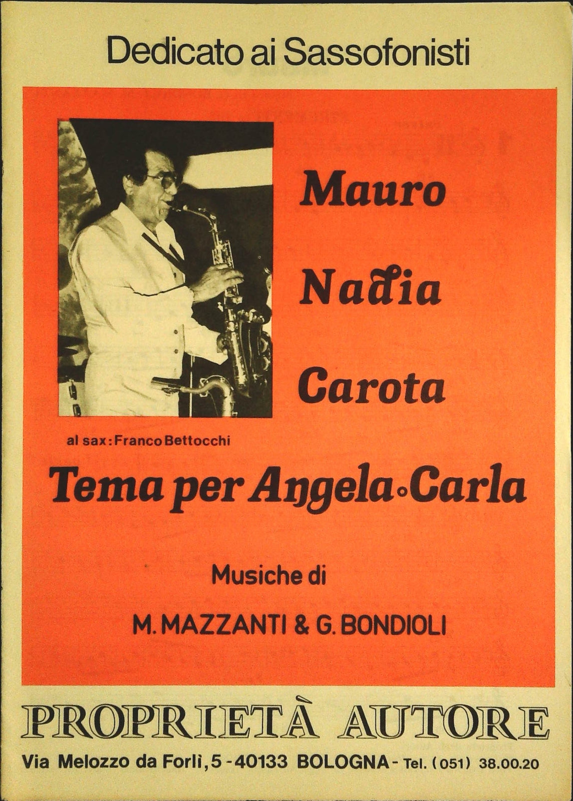 MAURO - NADIA - CAROTA - TEMA PER ANGELA - CARLA - SPARTITO-SHEET MUSIC