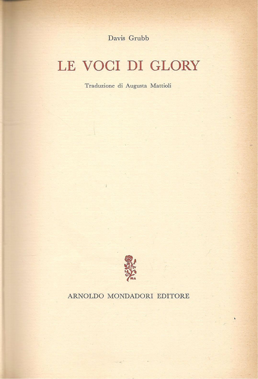 LE VOCI DI GLORY - DAVIS GRUBB