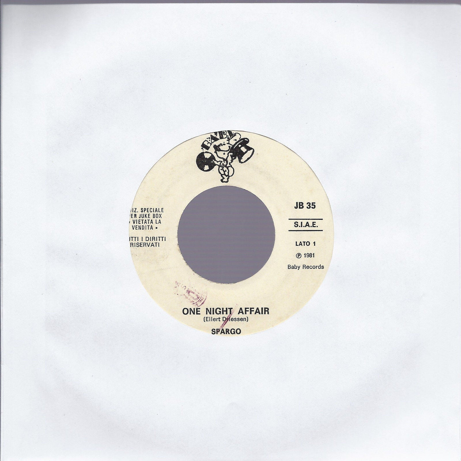 ONE NIGHT AFFAIR # SPARGO -- SERA SARA' # GEPY & GEPY - Edizione per Juke Box