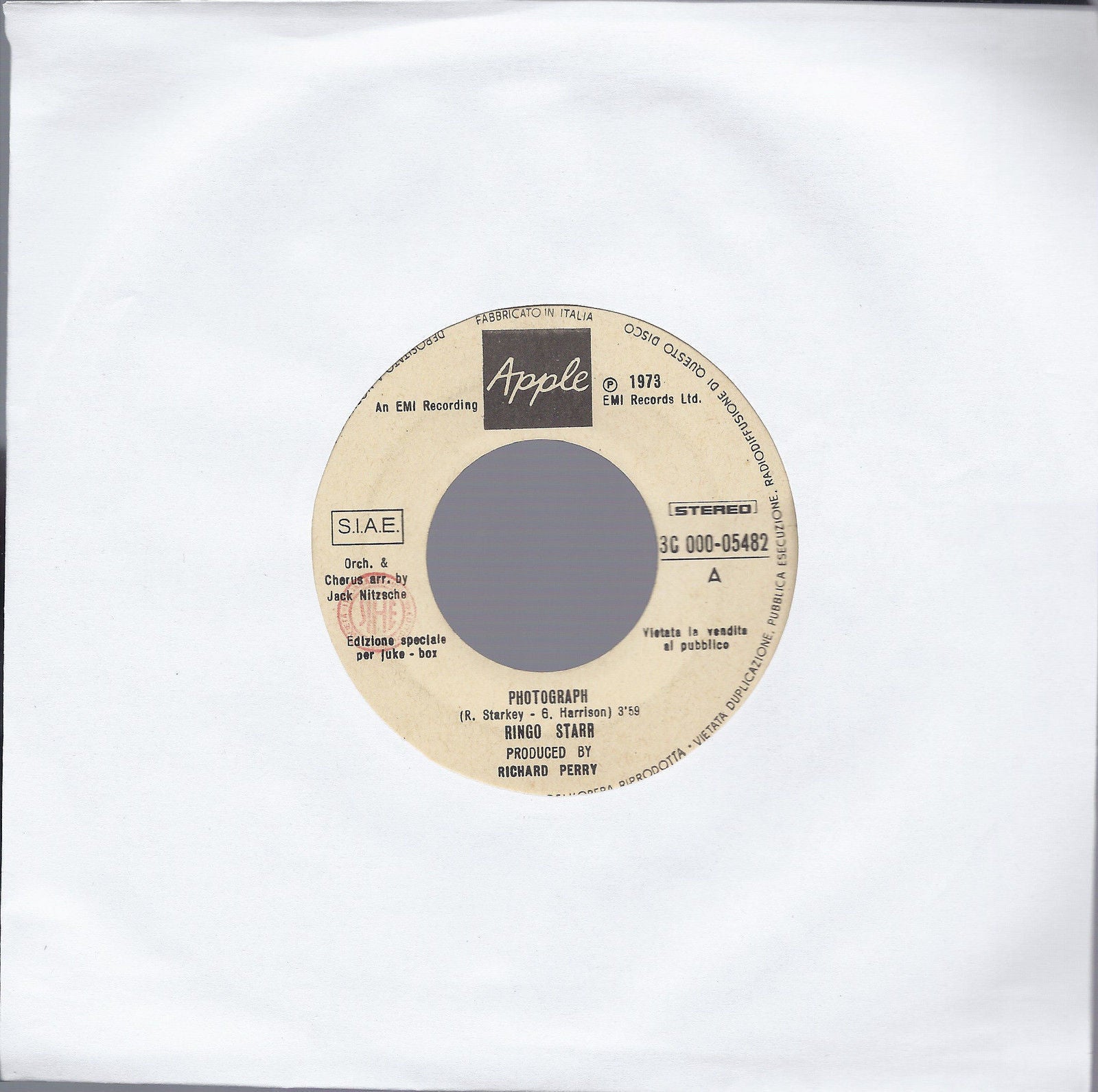 PHOTOGRAPH - DOWN AND OUT # RINGO STARR - Edizione per Juke Box