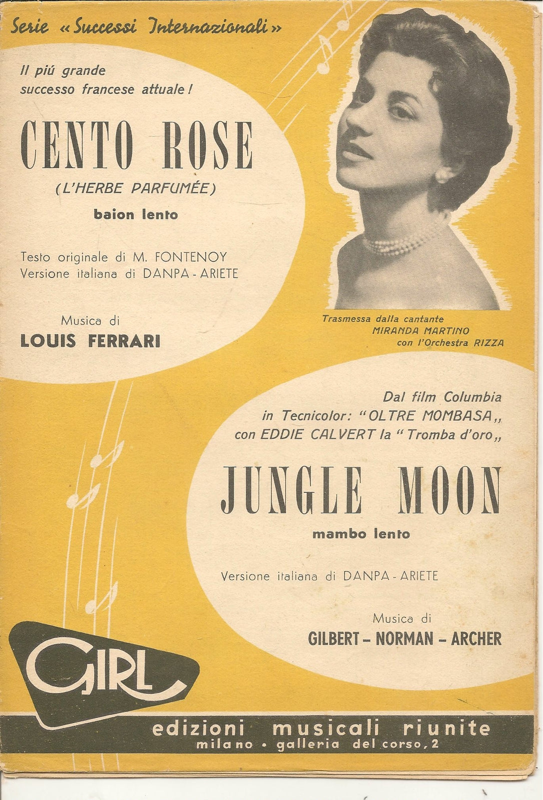 CENTO ROSE. baion lento - JUNGLE MOON. mambo lento - SPARTITO-SHEET MUSIC