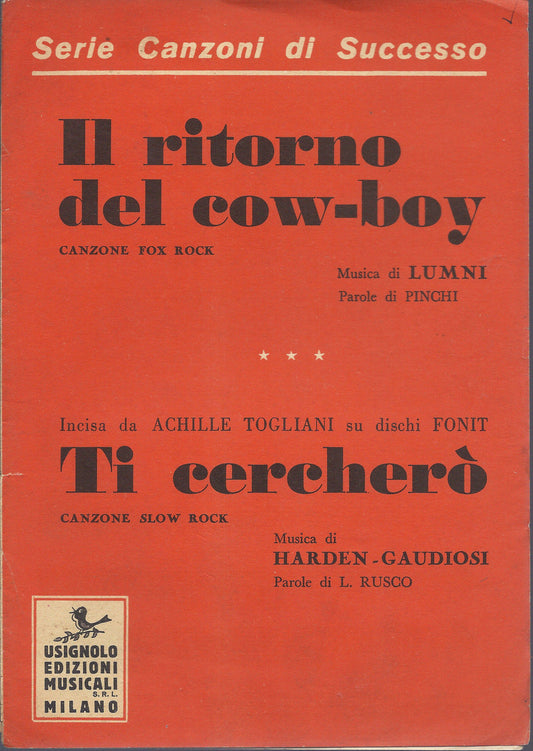 IL RITORNO DEL COW-BOY (Lumni) - TI CERCHERO' (Harden, Gaudiosi) # SPARTITO