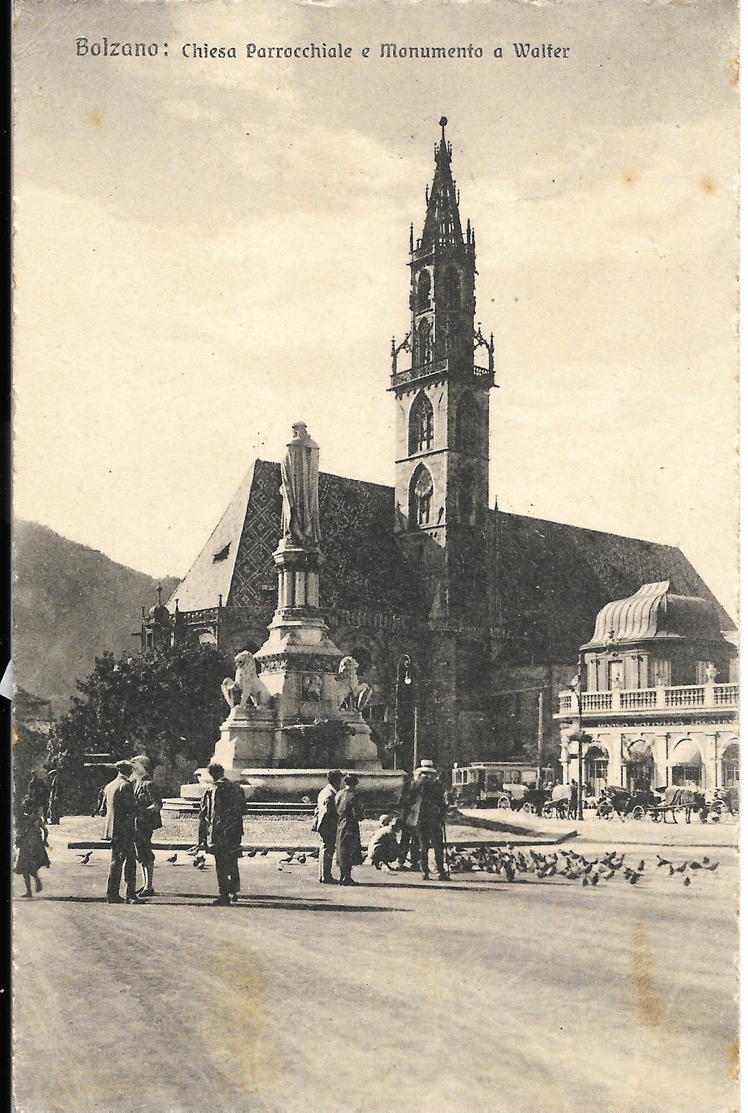 BOLZANO - CHIESA PARROCCHIALE E MONUMENTO A WALTER - V1927