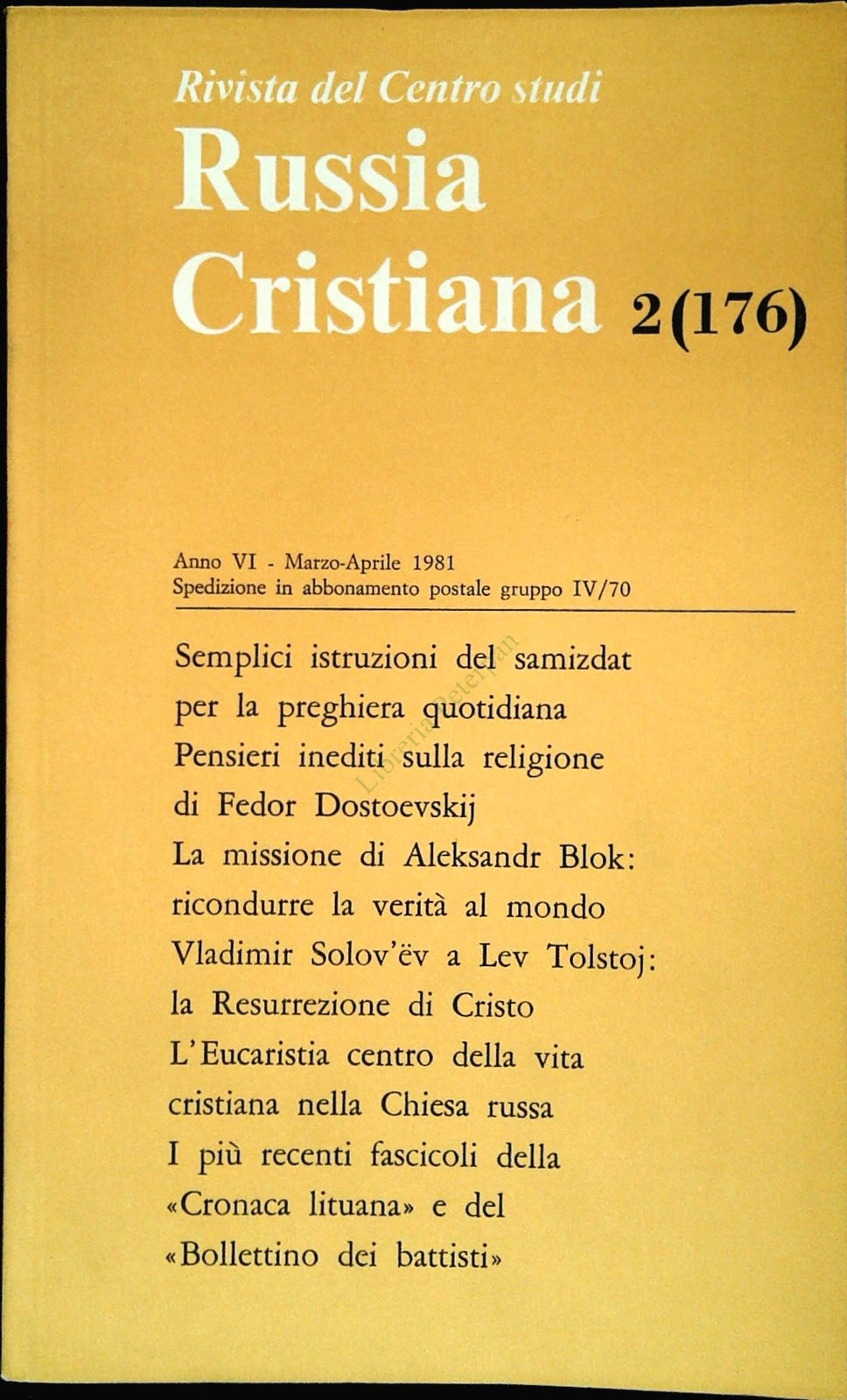 RUSSIA CRISTIAN N. 176 - MARZO APRILE 1981