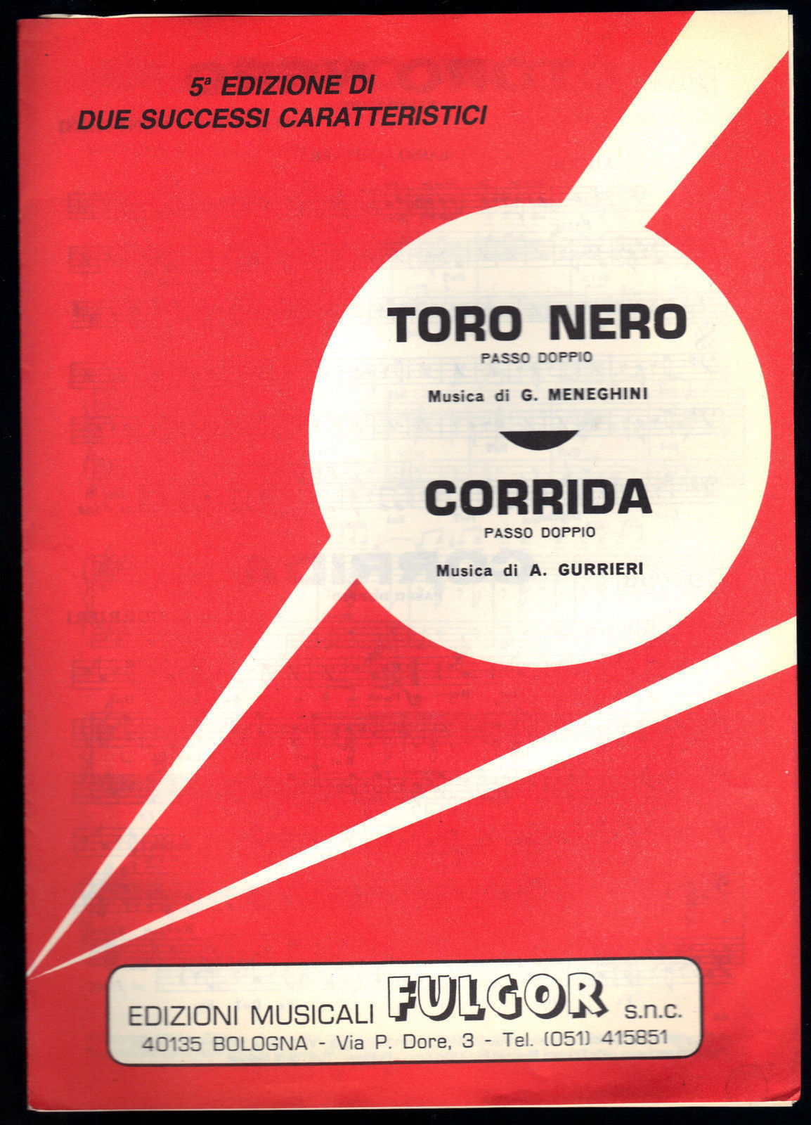 TORO NERO # G. MENEGHINI - CORRIDA # A. GURRIERI - SPARTITO