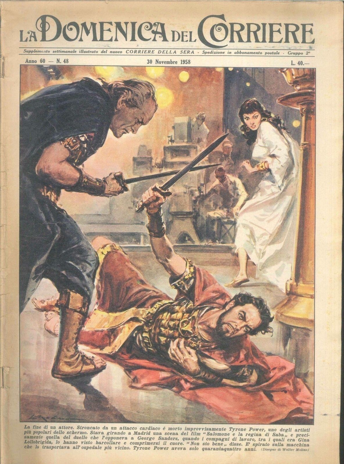 DOMENICA DEL CORRIERE N 48 - 30 NOVEMBRE 1958 - ILL. WALTER MOLINO