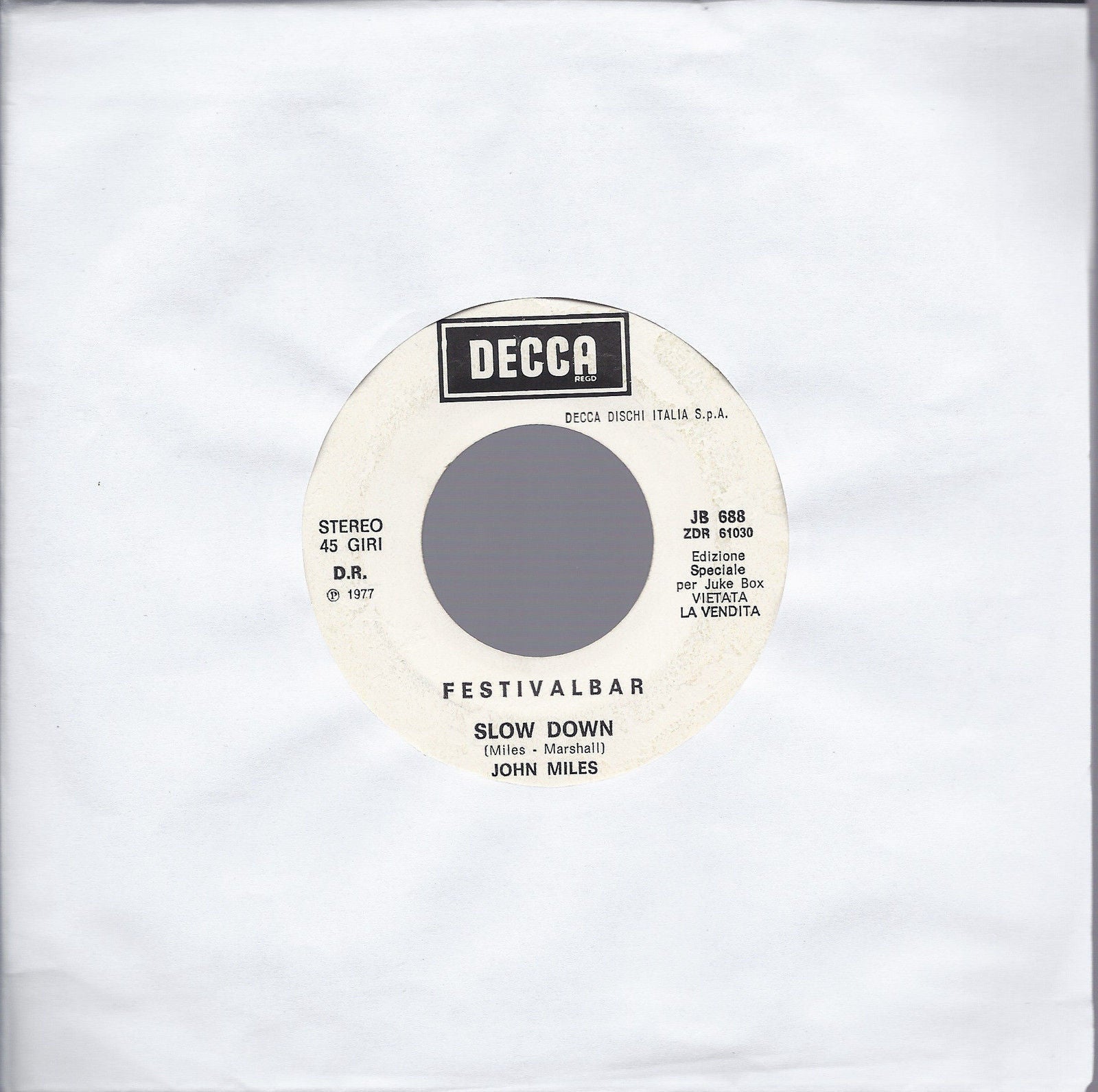 SLOW DOWN # JOHN MILES = MALEDENTRO # TOMBSTONES - Ed. Juke Box